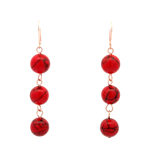 Long Earrings - RED HOWLITE