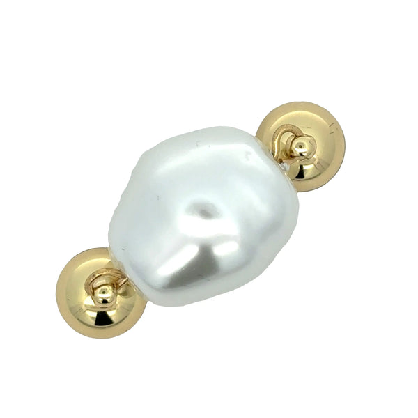 Pendant - SIDEWAYS pendant - Large BAROQUE SHELL PEARL Austrian Crystal