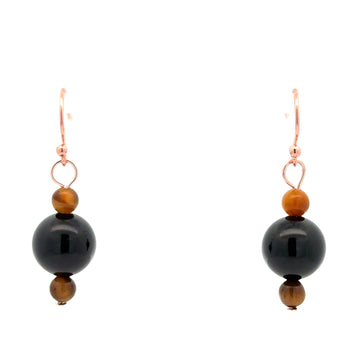 Long Earrings - Tiger Eye and Black Agate