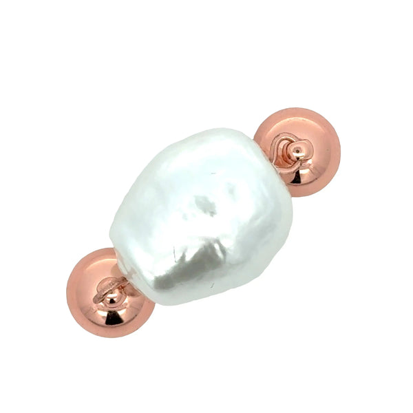 Pendant - SIDEWAYS pendant - Large BAROQUE SHELL PEARL Austrian Crystal