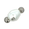Pendant - SIDEWAYS pendant - Large BAROQUE SHELL PEARL Austrian Crystal