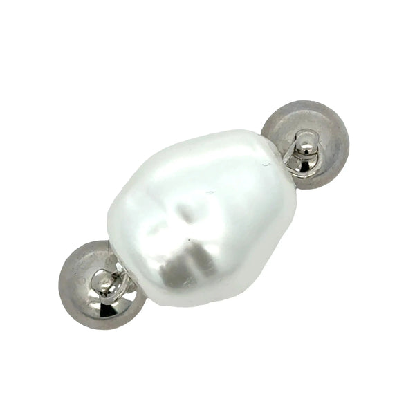 Pendant - SIDEWAYS pendant - Large BAROQUE SHELL PEARL Austrian Crystal
