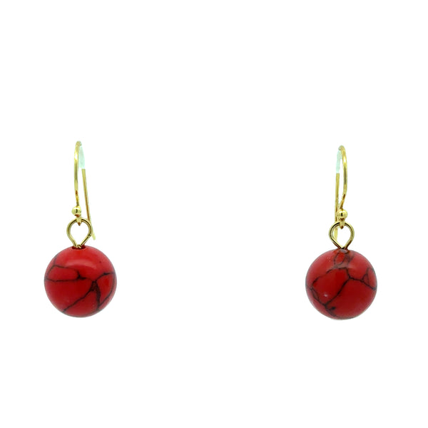 Short Earrings - RED HOWLITE