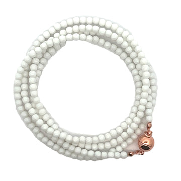 Long Strand Necklace - White Faceted Agate - LAST CHANCE 20% OFF!