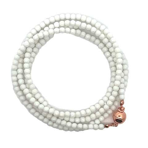 Long Strand Necklace - White Faceted Agate - LAST CHANCE 20% OFF!
