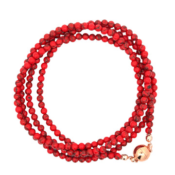 Long Strand Necklace - RED HOWLITE
