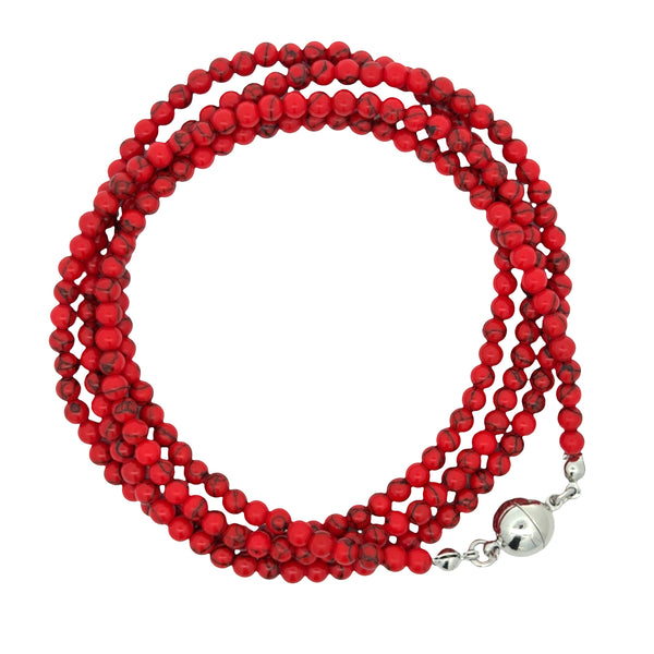Long Strand Necklace - RED HOWLITE