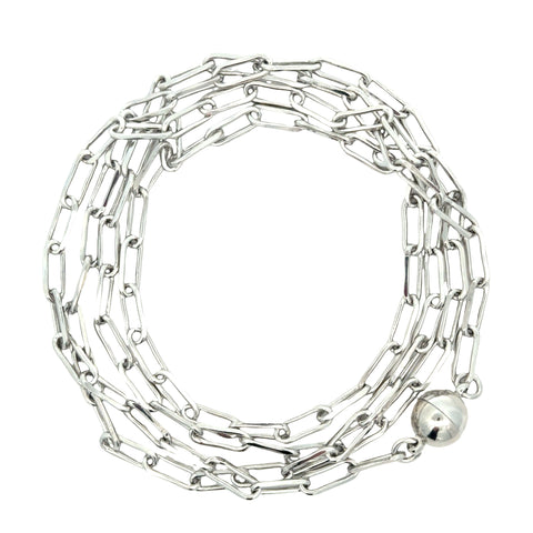 Long Strand Necklace - Paperclip - Silver