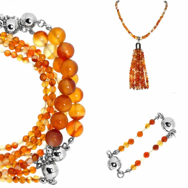 10 Way BUNDLE  - Orange Agate (Includes 10 Way Necklace, Tassel & Mini Connectors) Seriously Romantic