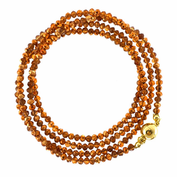 Long Strand Necklace - Orange Copper Crystal Seriously Romantic