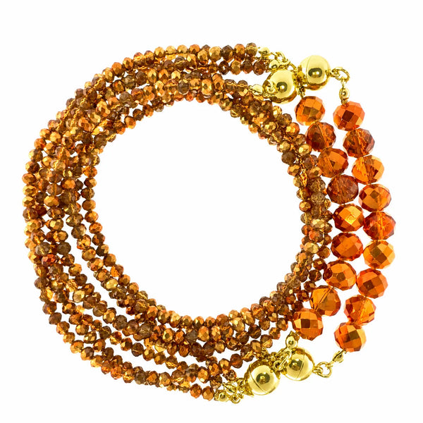 10 Way Necklace - Orange Copper Crystal Seriously Romantic