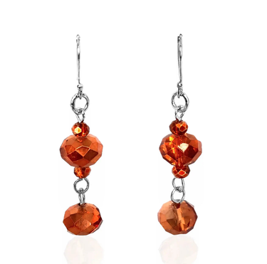 Long Earrings - Orange Copper Crystal Maria Nicola