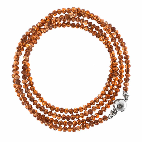 Long Strand Necklace - Orange Copper Crystal Seriously Romantic