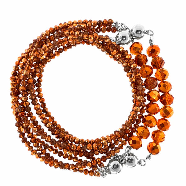 10 Way Necklace - Orange Copper Crystal Seriously Romantic