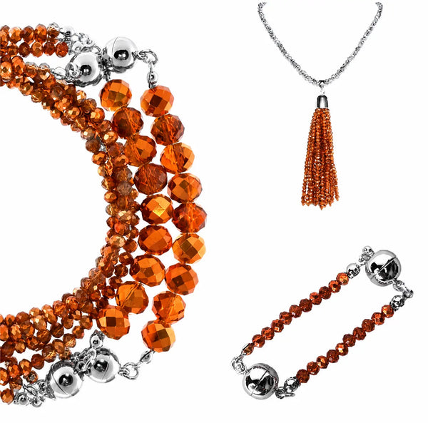 10 Way BUNDLE  - Orange Copper Crystal (Includes 10 Way Necklace, Tassel & Mini Connectors) Seriously Romantic