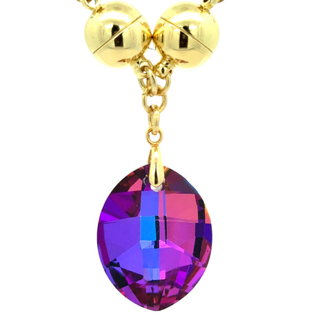 Palawit - Nakabitin na Kristal na Dahon - LILA ASUL