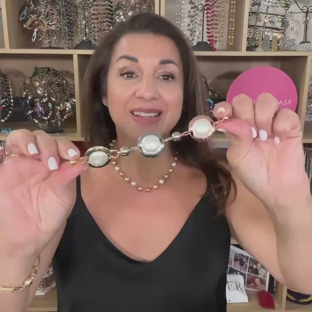 Maria Nicola - Pendant Cream Pearl with Metal Surround