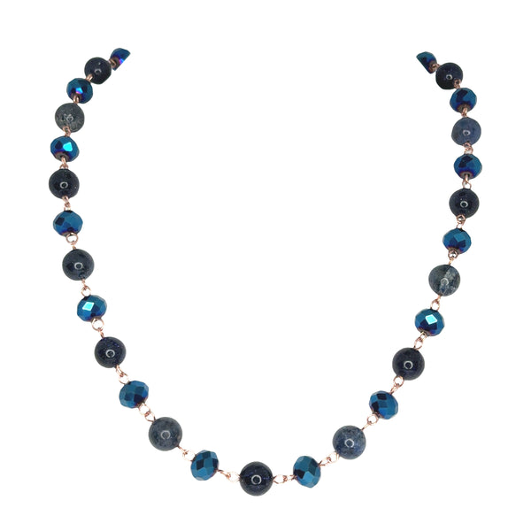 LONGER Link Necklace - NEW Sapphire (with blue goldstone and Sodalite)