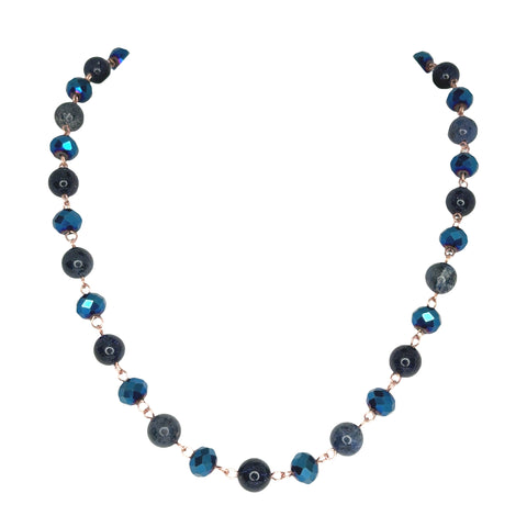 LONGER Link Necklace - NEW Sapphire (with blue goldstone and Sodalite)