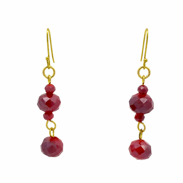 Long Earrings - Raspberry Crystal Maria Nicola