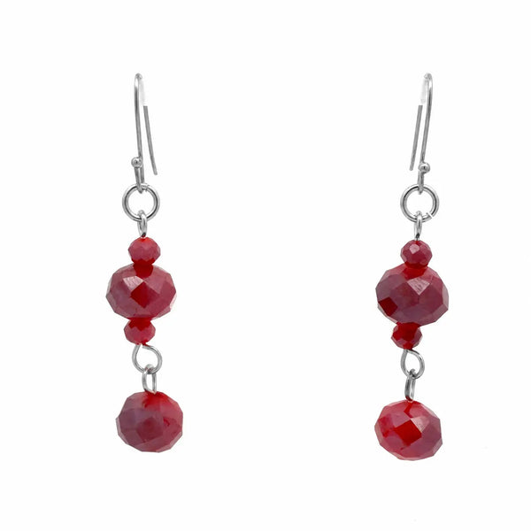 Long Earrings - Raspberry Crystal Maria Nicola