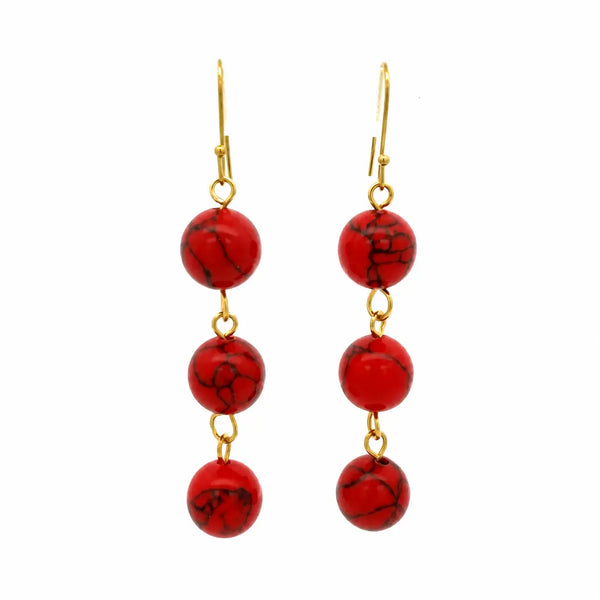 Long Earrings - RED HOWLITE Maria Nicola