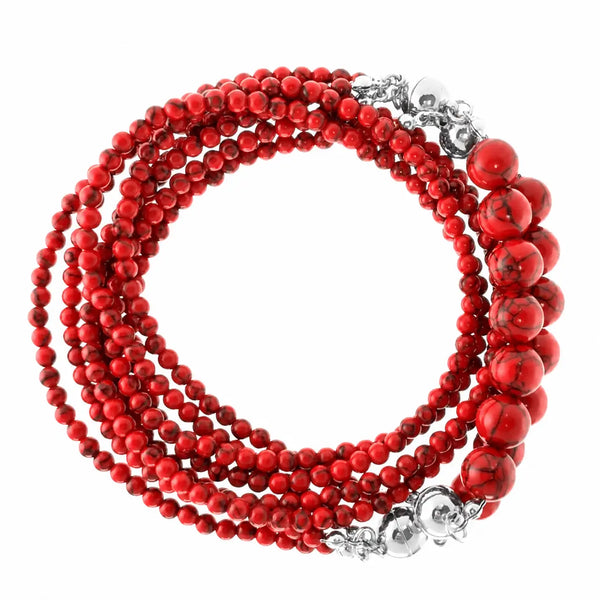 10 Way Necklace - RED Howlite Seriously Romantic
