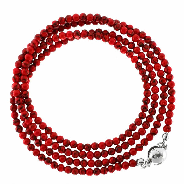 Long Strand Necklace - RED HOWLITE Seriously Romantic