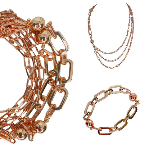 10 Way Necklace - Paperclip - Rose Gold