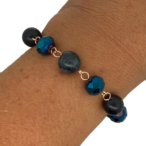 LONGER Bracelet Link - NEW Sapphire (with blue goldstone and Sodalite)