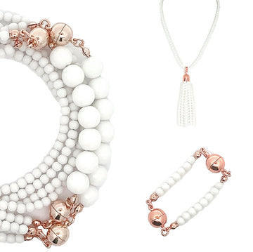 10 Way BUNDLE  - White Faceted Agate (Includes 10 Way Necklace, Tassel & Mini Connectors) - NOW 20% OFF RRP!!