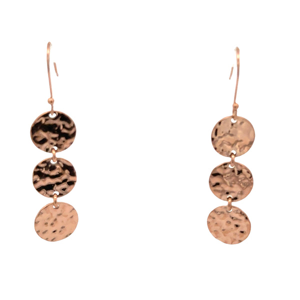 Earrings - Hanging - 3 Beaten Discs