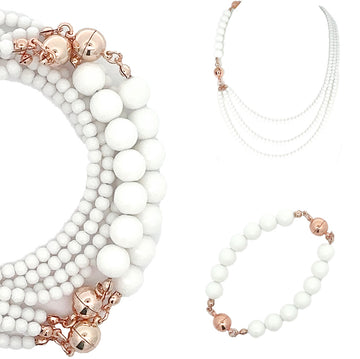 10 Way Necklace - White Faceted Agate - LAST CHANCE 20% OFF!