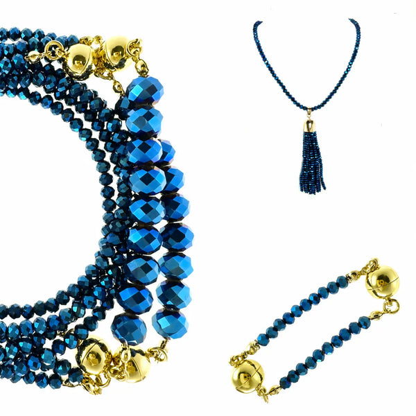 10 Way BUNDLE  - Sapphire Crystal (Includes 10 Way Necklace, Tassel & Mini Connectors) Seriously Romantic