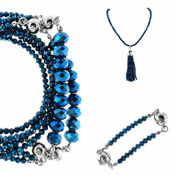 10 Way BUNDLE  - Sapphire Crystal (Includes 10 Way Necklace, Tassel & Mini Connectors) Seriously Romantic