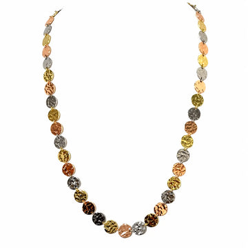 LONGER Link Necklace - 52cm - BEATEN DISC - TRI-COLOURED RYAN