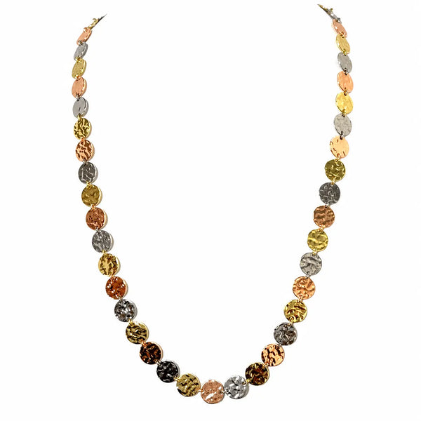 LONGER Link Necklace - 52cm - BEATEN DISC - TRI-COLOURED RYAN