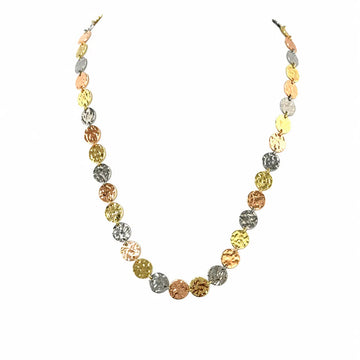 Link Necklace- 45cm - BEATEN DISC - TRI-COLOURED RYAN
