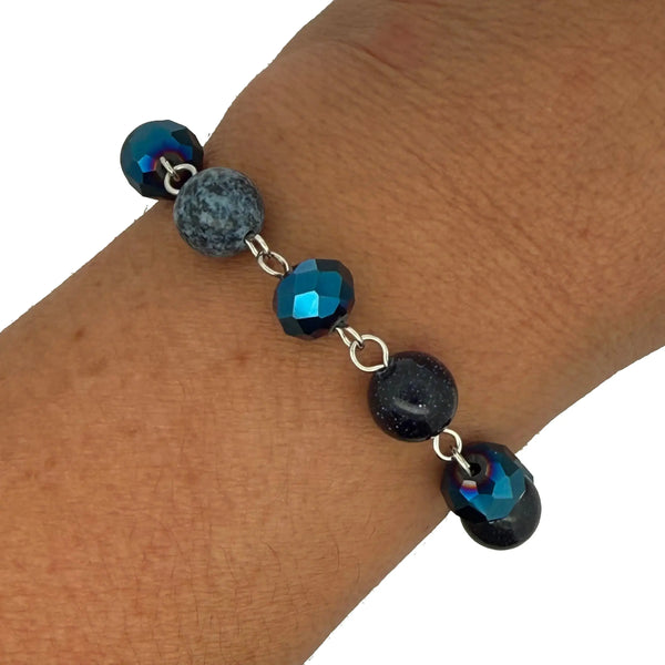 LONGER Bracelet Link - NEW Sapphire (with blue goldstone and Sodalite) Seriously Romantic
