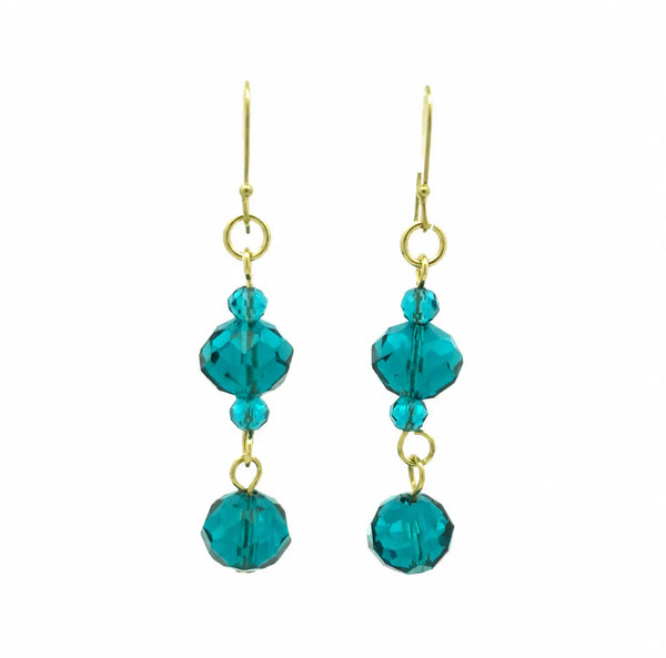 Long Earrings - Teal Crystal Maria Nicola