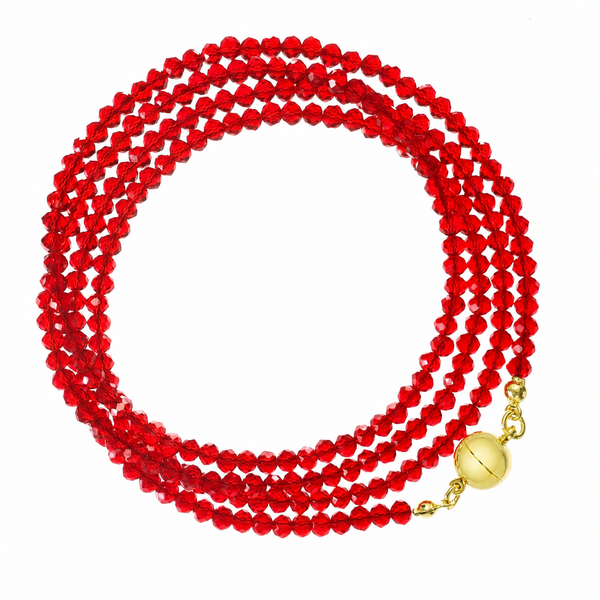 Long Strand Necklace - Translucent Red Crystal Seriously Romantic