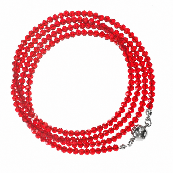 Long Strand Necklace - Translucent Red Crystal Seriously Romantic