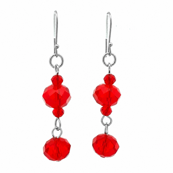 Long Earrings - Translucent Red Crystal Maria Nicola