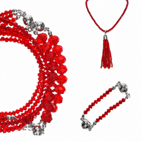 10 Way BUNDLE  - Red Translucent Crystal (Includes 10 WAY NECKLACE™, Tassel & Mini Connectors) Seriously Romantic