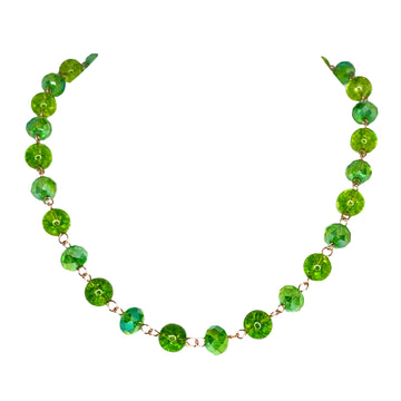 Link Necklace - Cracked Peridot and Green AB