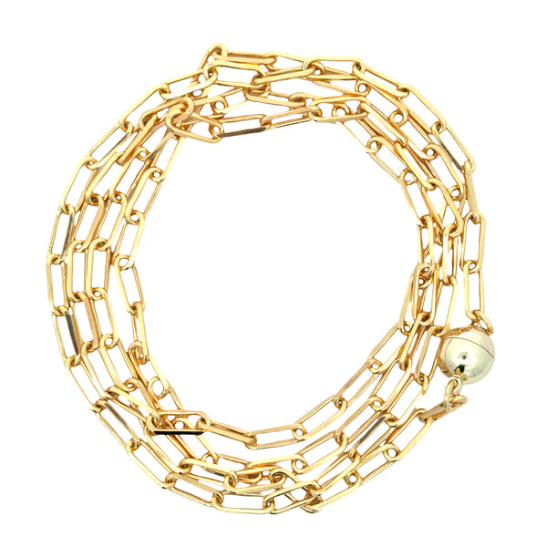 Long Strand Necklace - Paperclip - Yellow Gold