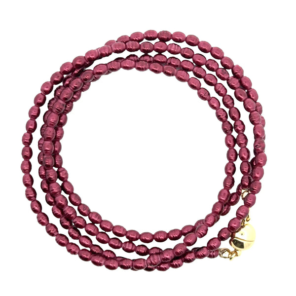 Long Strand Necklace - Shell Pearl -  Burgundy Maria Nicola