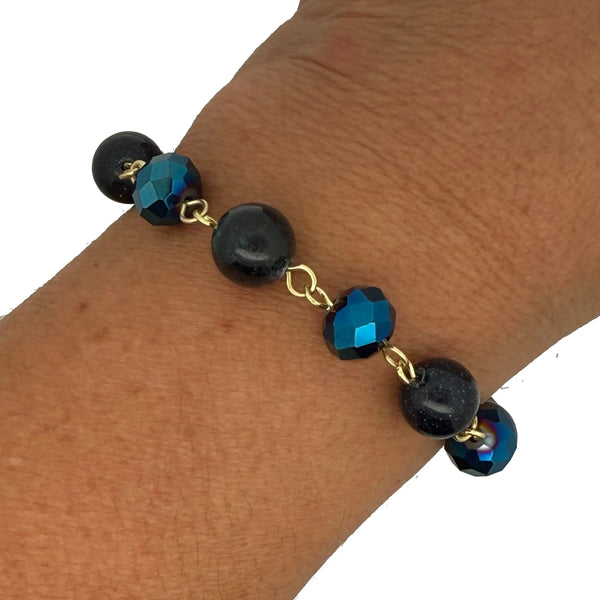 LONGER Bracelet Link - NEW Sapphire (with blue goldstone and Sodalite) Seriously Romantic