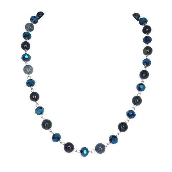 LONGER Link Necklace - NEW Sapphire (with blue goldstone and Sodalite)