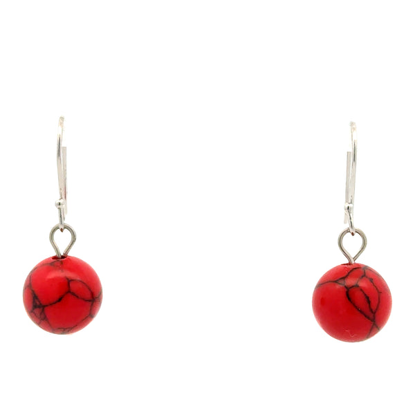 Short Earrings - RED HOWLITE